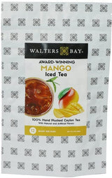 Walters Bay Mango Iced Tea, 12 Count, Quart Sized Tea Bags, Ceylon Tea, Unsweetened, Luscious Mango Fruit Flavored, 100% Hand Plucked, Black Tea, Sri