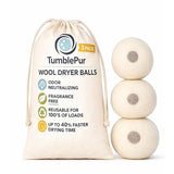 XL Wool Dryer Balls (3-Pack) with Activated Carbon - Odor Eliminating & Fragrance-Free Laundry Deodorizer, Natural Fabric Softener Alternative