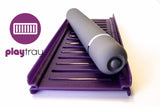 Playtray® with Joybuff™ Silicone Scrubber Brush | 4-in-1 Hygiene Tool Keeps Germs Off Furniture and Products | Portable Wash Dry Rack (Purple)