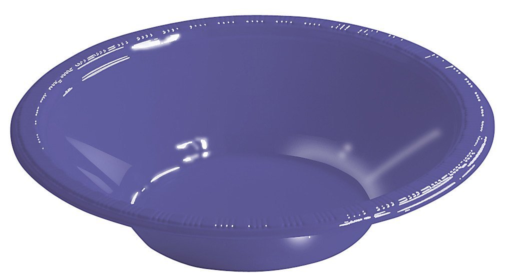 Creative Converting 28115051 20 Count Touch of Color Plastic Bowl, 12 oz, Purple