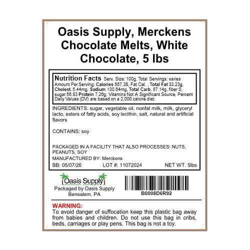 Oasis Supply Merckens White Chocolate Melting Wafers - Original White Candy Coating for Baking, Molding, Dipping, Drizzling & Candy Making - No