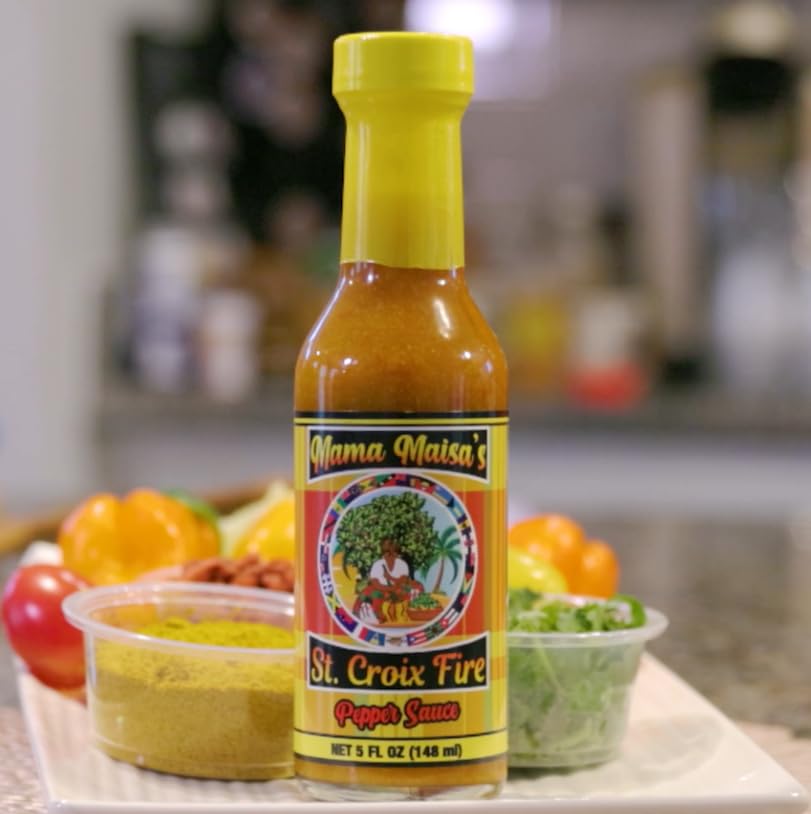 Mama Maisa’s St. Croix Fire Scotch Bonnet Pepper Sauce, 5 fl oz - Authentic Caribbean Hot Sauce with Curry, Mustard & Garlic - Gourmet Island Pepper