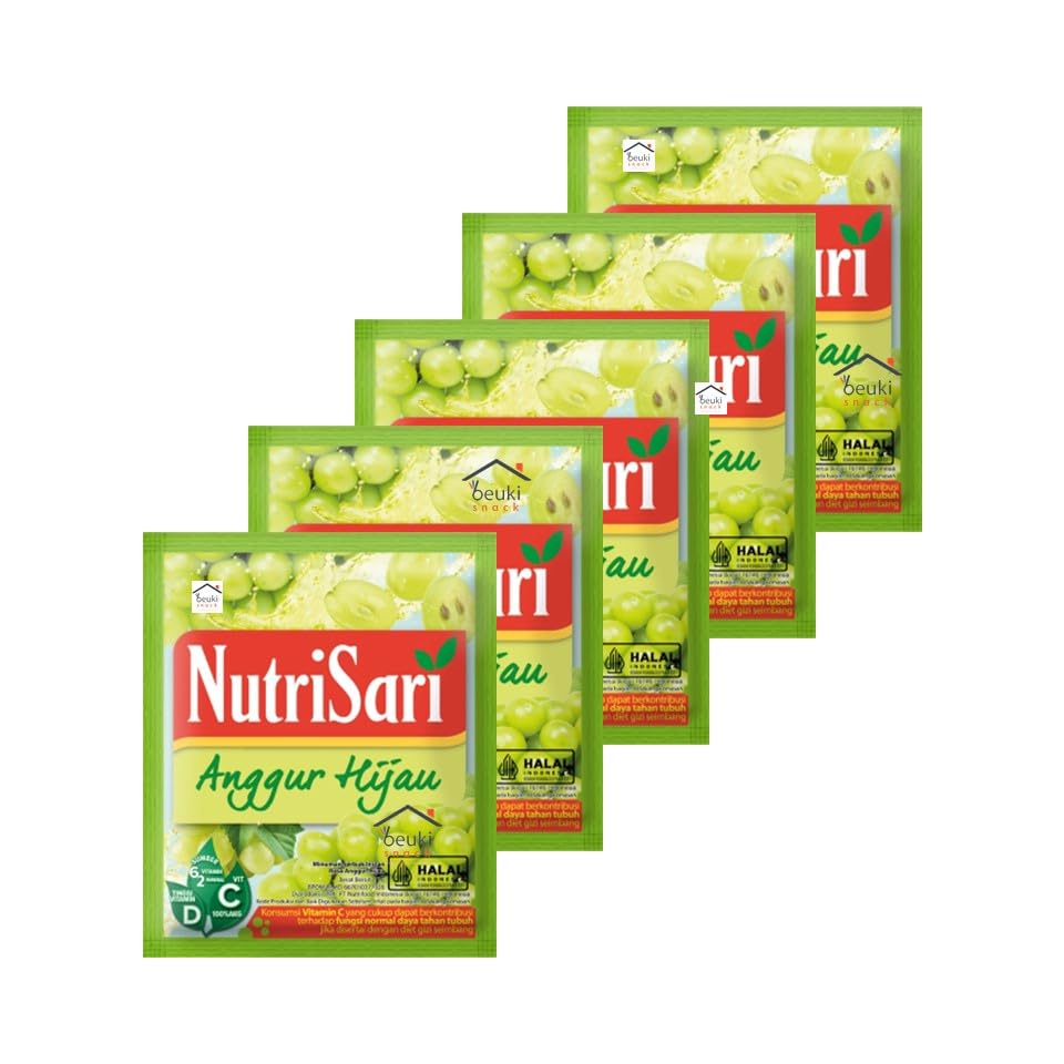 NutriSari Anggur Hijau Green Grape Instant Drink Powder 10-ct, 110 gram (Pack of 2)