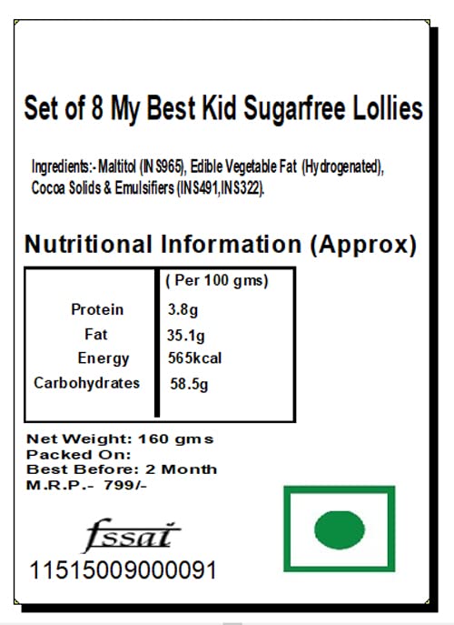 Ghasitaram Gifts Chocolate - Set of 8 My Best Kid Sugarfree Lollies