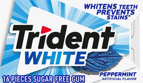Trident White Peppermint Sugar Free Gum 16 PC (Pack of 36)