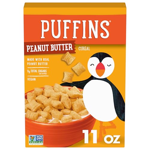 Barbara's Puffins Peanut Butter Cereal, Vegan, Kosher, Non-GMO Project Verified, 11 oz Box (Pack of 1)
