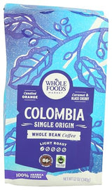 Whole Foods Market, Coffee Columbia Whole Bean, 12 Ounce