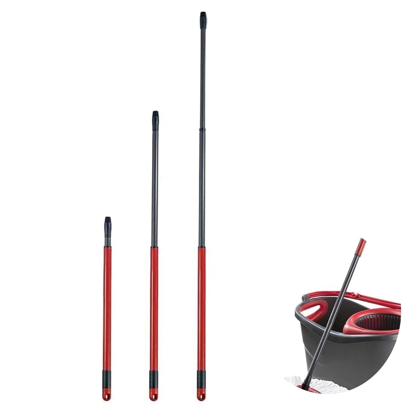 3 Section Telescopic Spin Mop Handle, 22 to 48 Inch Adjustable Replacement Pole, Stainless Steel Cleaning Tool for Home Floor Care(1GEN)