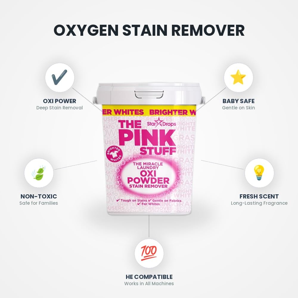 [6 Pack] Fresh Scent Stain Remover Powder 35.2 oz 1 pk with Microfiber Cloth - Oxi Powder Stain Remover - Laundry Detergent, Oxyclean, Baby Detergent