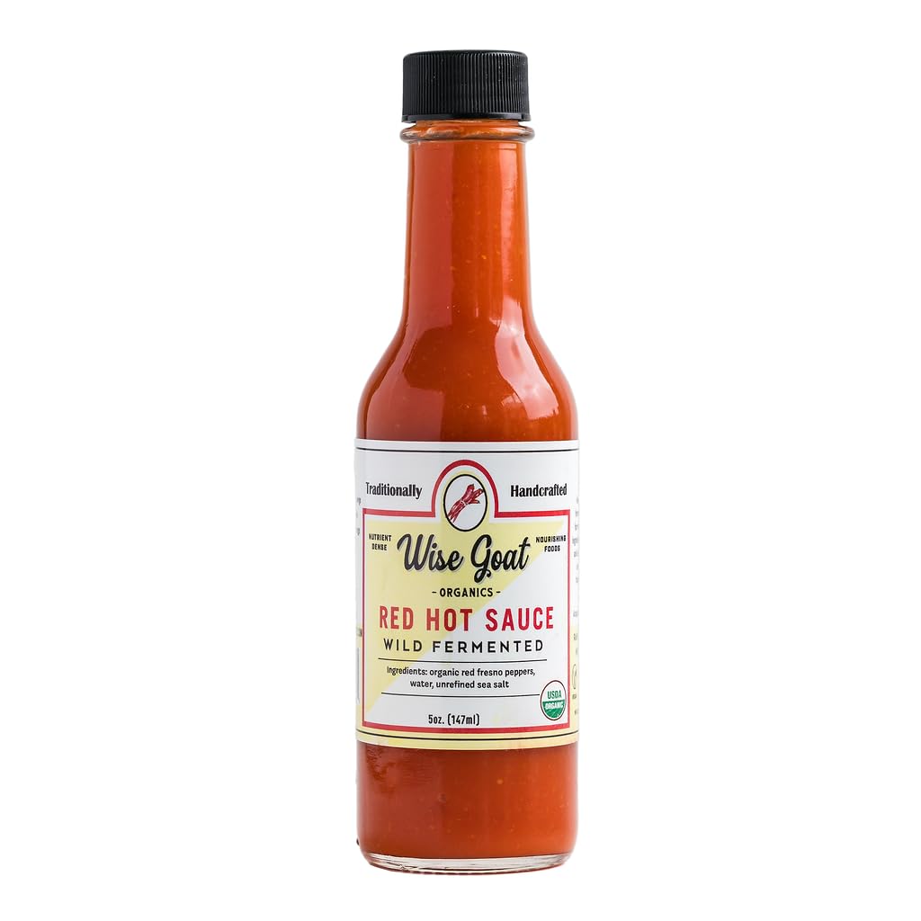 Wise Goat Organics Raw Fermented Probiotic Red Hot Sauce - 5 oz. Glass Bottle