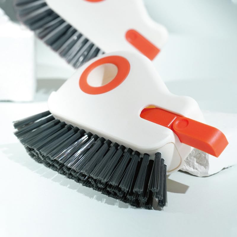 2 in 1 Groove Cleaning Brush Window Track Cleaning Tools, 2025 New Multifunction Hard Bristle Crevice Cleaner Brush with Hidden Scraper, Grout Cleaner