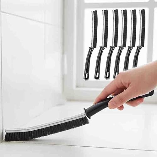 CrafTreat Hard Bristle Crevice Cleaning Brush - 6 Pack (Black) - Gap Scrub Brushes for Kitchen, Bathroom, Window Tracks, Grout, Car & Tight Spaces