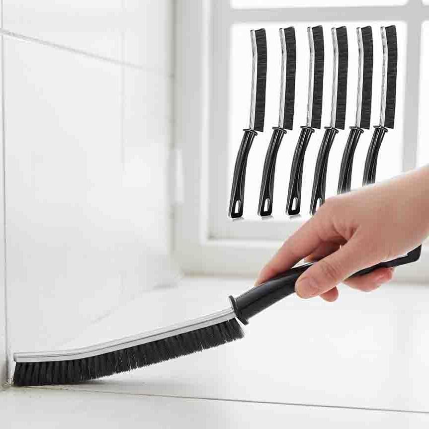 CrafTreat Hard Bristle Crevice Cleaning Brush - 6 Pack (Black) - Gap Scrub Brushes for Kitchen, Bathroom, Window Tracks, Grout, Car & Tight Spaces