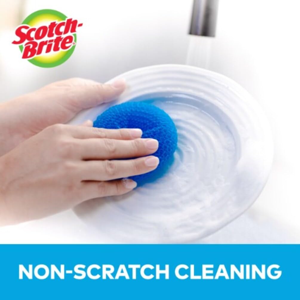 Scotch-Brite Non-Scratch Scouring Pads - Plastic Dish Scrubbers for Kitchen Cleaning, Safe on Non-Stick Cookware & Surfaces, Easy-Rinse Reusable Scrub