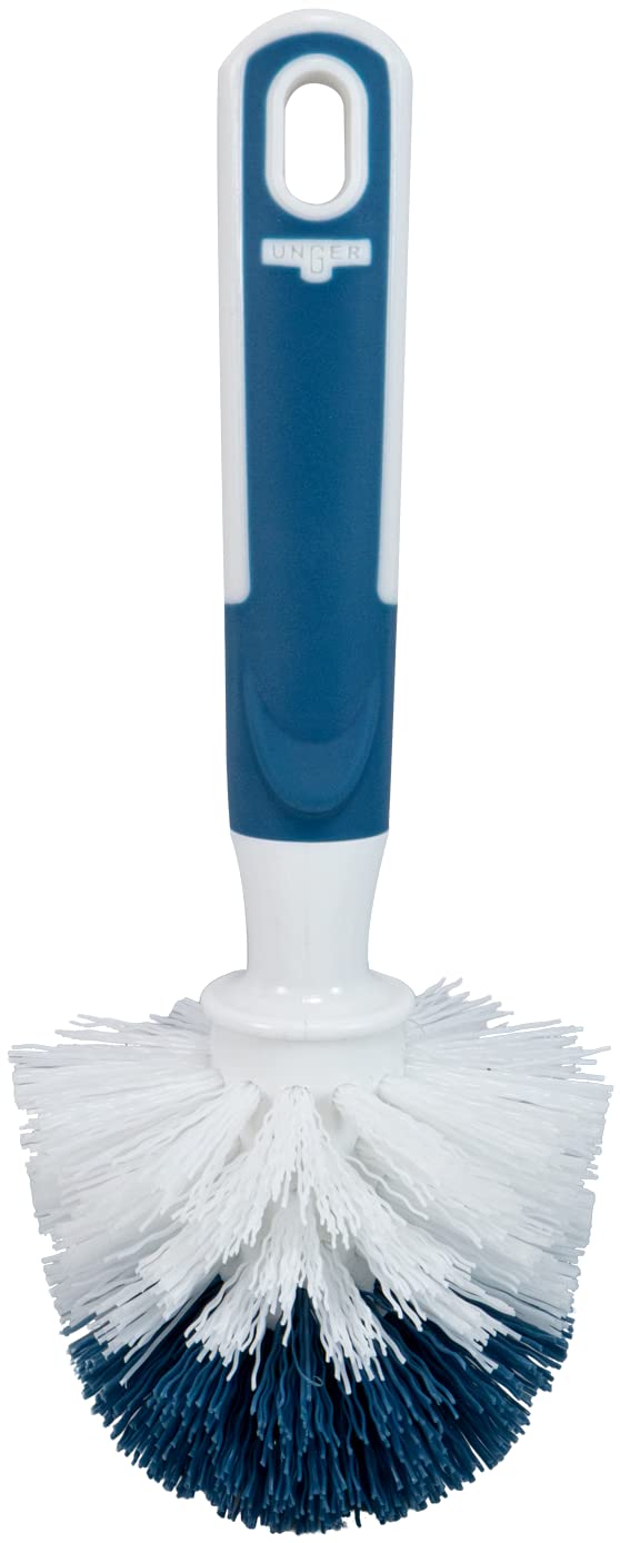Unger Sink and Dish Scrub Brush, Kitchen Washing Scrubber for Hard-to-Reach Corners, Small Cleaning Supplies, Non-Scratch Bristles, Glassware, Pots