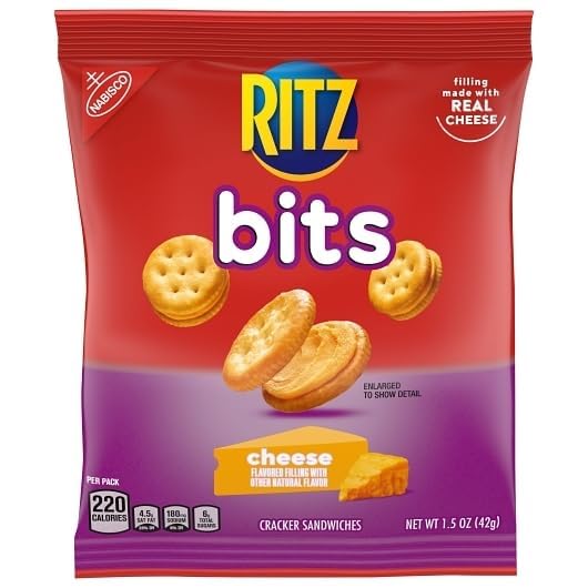 Ritz Bits - Cheese Cracker Sandwiches - Pack of 10 - Filling Made with Real Cheese - Perfect for Taking on the go - Stock up Today and Enjoy Anywhere