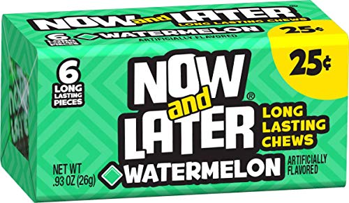 Now and Later Watermelon Long Lasting Chew Candy - 24 per pack -- 12 packs per case.