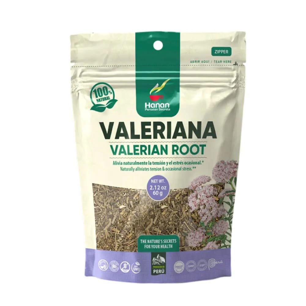 Hanan Peruvian Secrets Valeriana Herbal Tea | 100% Natural Valerian Root | 2.12oz / 60g | Naturally Aids in Relieving Occasional Stress, Tension |