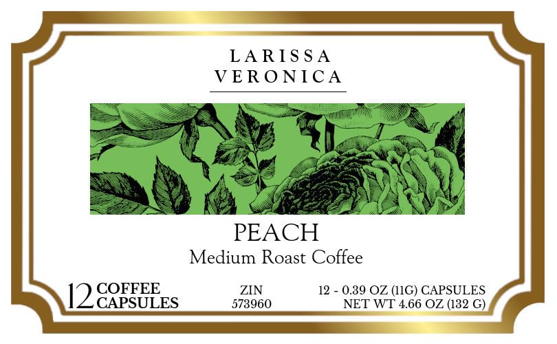 Peach Medium Roast Coffee (Single Serve K-Cup Pods) (Gourmet, Naturally Flavored, Whole Coffee Beans) (12 pods, ZIN: 573960)