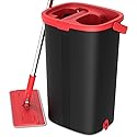 Tethys Flat Floor Mop and Bucket Set for Professional Home Floor Cleaning System with Aluminum Handle/2-Washable Microfiber Pads Perfect Home +