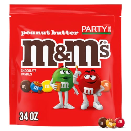 M&M'S Summer Peanut Butter, Chocolate Candy, Party Size, 34 oz Resealable Bulk Candy Bag