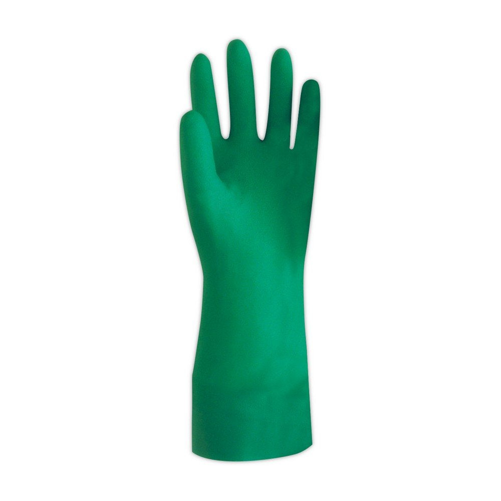 Ansell 100016 Sol-Vex 37-175 Unsupported Nitrile Flock Lined Gloves, 0.17" Height, 14" Length, 7" Wide, Size 10, Green (Pack of 12)