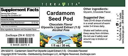 Cardamom Seed Pod Glycerite Liquid Extract (1:5) - Chocolate Flavored (1 oz, ZIN: 522215) - 3 Pack