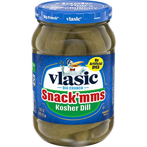 Vlasic Snack'mms Kosher Pickles Dill Minis, Keto Friendly, 16 FL OZ Jar