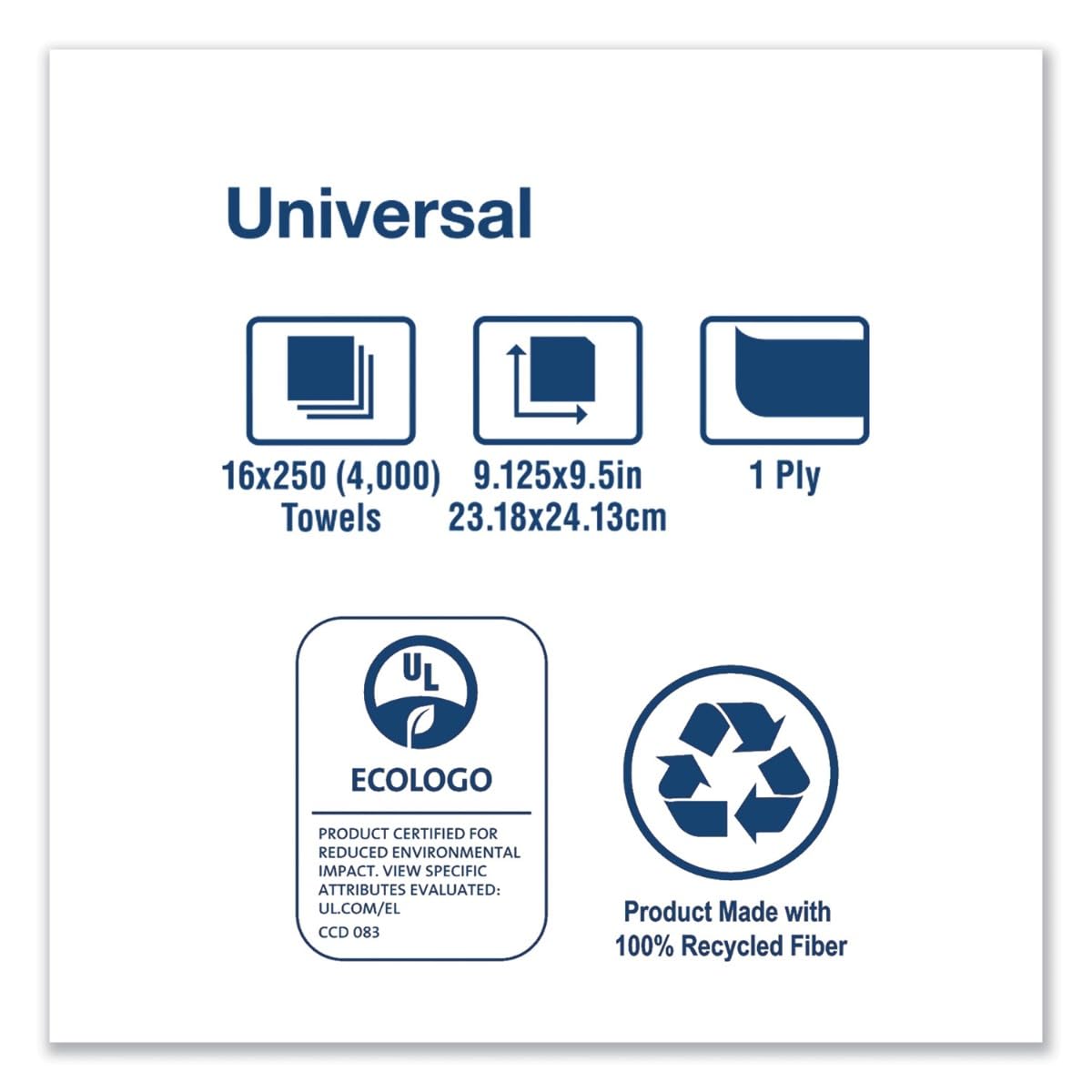 Tork MB540A Universal Multifold Hand Towel, 1-Ply, 9 1/8W x 9 1/2L, White, 250 per Pack (Case of 16 Packs)