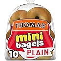 Thomas' Plain Mini Bagels, 10 Pre-Sliced Mini Bagels with No High Fructose Corn Syrup, 15 Oz Bag