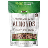 NOW Foods, Almonds, Roasted with Sea Salt, Source of Protein, Fiber and Healthy Fatty Acids, Grown in the USA, Certified Non-GMO, 1-Pound (Packaging