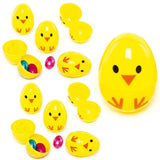 Uanqfegy Chick Design Fillable Easter Eggs 24Pcs - Plastic Surprise Easter Eggs for Holding Creme (Yellow)