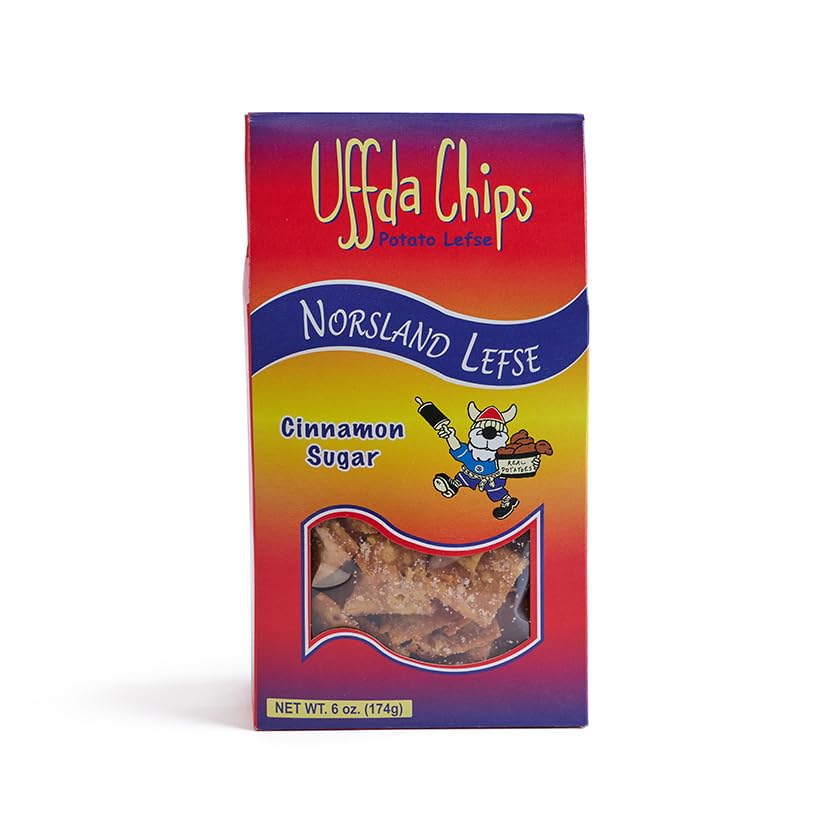 Uffda Chips -2 pack - Made From Real Lefse - 6 oz. By Norsland Lefse (Cinnamon Sugar)