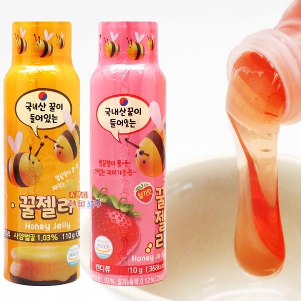 Korean CU-Honey Jelly Paste Soft Candy, Honey Paste, Honey Jelly, Honey Jelly Sauce, Soft, Smooth and Sweet Gummy Candy, Squeeze Bottle Snacks, Korean