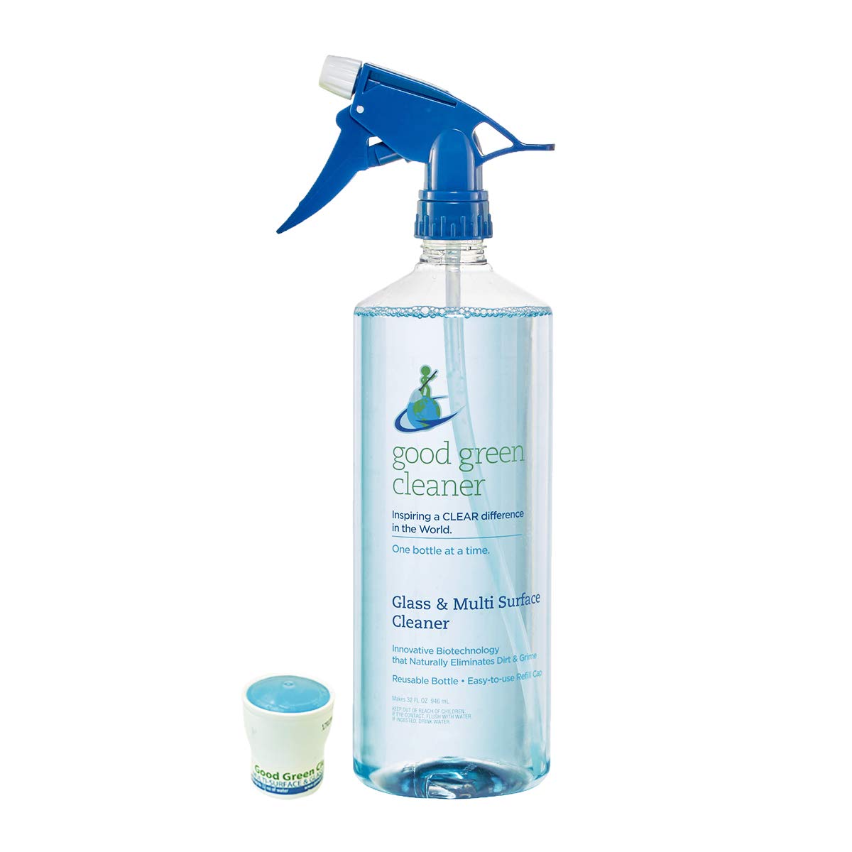 good green cleaner Glass & Multi Surface Cleaner Starter Set | 32 ounce, Reusable Spray Bottle | Biodegradable Formula | Daily Cleaner | Ammonia