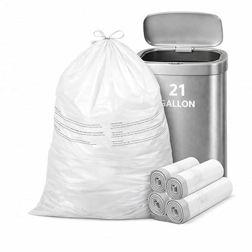 CEDARRA 21 Gallon Drawstring Trash Bags, 100 Count Extra Strong Drawstring Kitchen Garbage Bags, Fit for 80 Liter / 21.1 Gal, Tear-Resistant Unscented