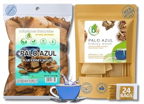 Palo Azul Herbal Tea Combo - 24 Tea Bags + 4 oz Loose Leaf (141 g) - Kidneywood (Blue Stick) Botanical Infusion - 100% Natural, Vegan, Non-GMO