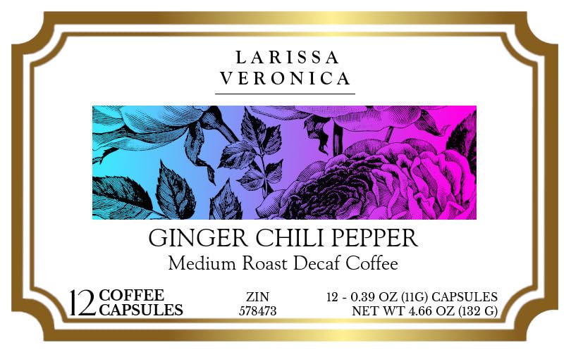 Ginger Chili Pepper Medium Roast Decaf Coffee (Single Serve K-Cup Pods) (Gourmet, Naturally Flavored, Whole Coffee Beans) (12 pods, ZIN: 578473)