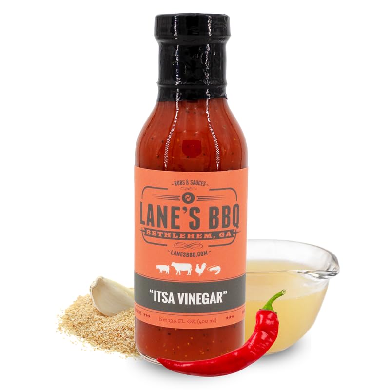 Lane's Its a Vinegar Barbecue Sauce, Aromatic Carolina Vinegar BBQ Sauce Flavor for Pulled Pork, Marinades & Dip, No-MSG, Made in USA, 13.5 Oz