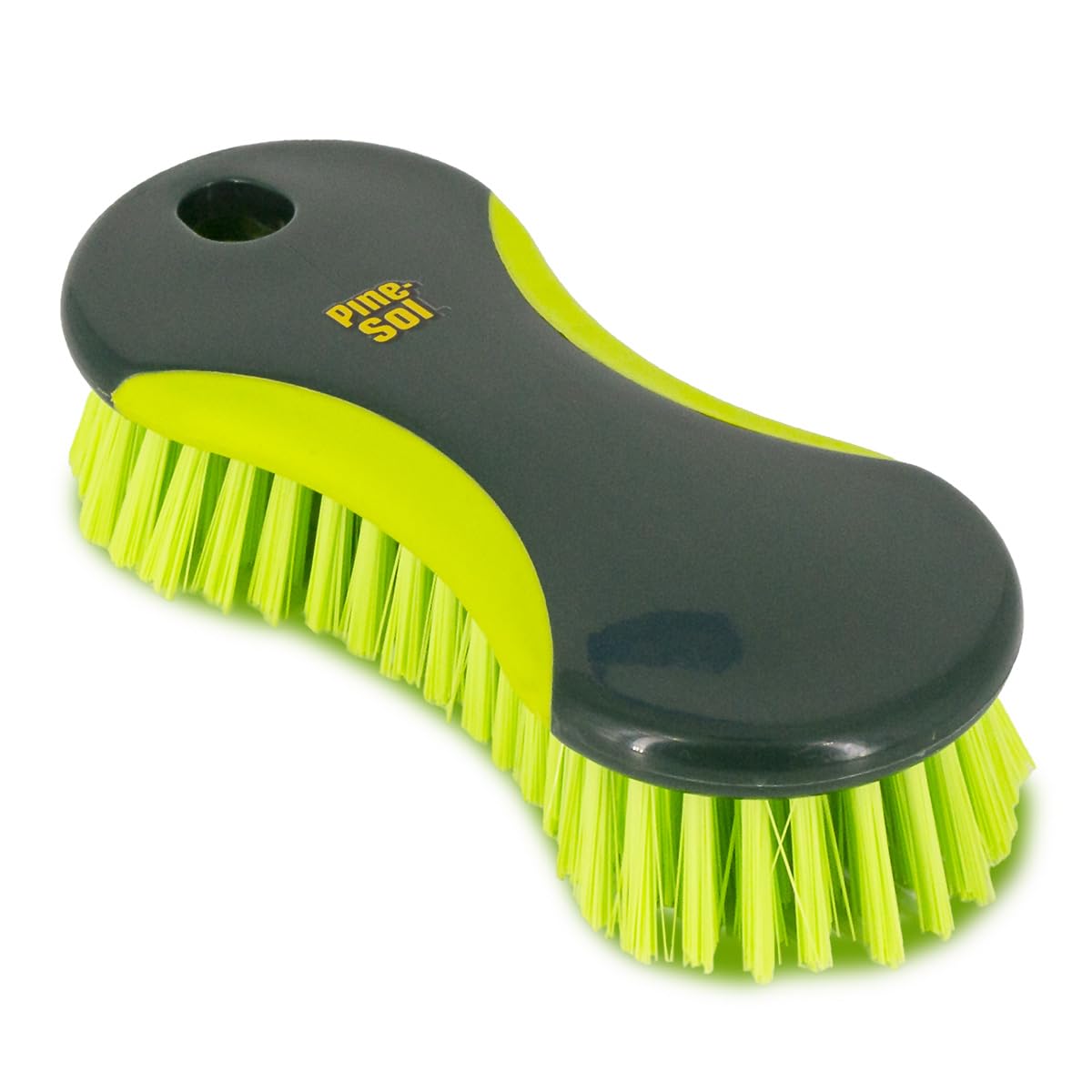 Pine-Sol Heavy Duty Scrub Brush - Multipurpose Cleaning Tool for Floors, Tubs, Sinks | Soft Comfort Grip with Flexible Stiff Bristles, Yellow, Green