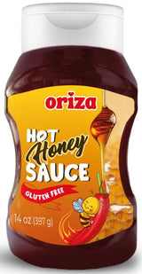 Oriza Hot Honey Sauce 14oz - Sweet and Spicy Honey Infused with Chili Peppers - Perfect for Pizza, Chicken, and BBQ