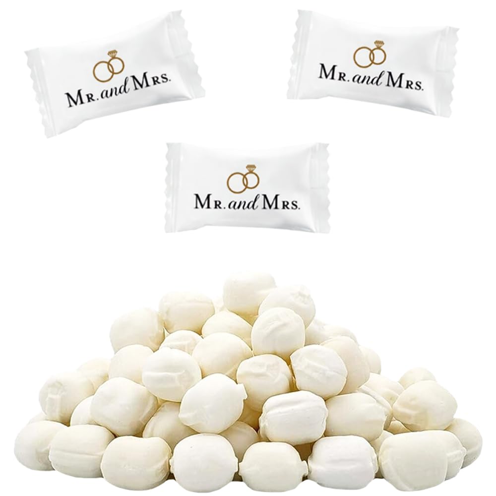 110-Count Mr. & Mrs. Wedding Buttermints, Mint Candies, After Dinner Mints, Butter Mint Candy, Fat-Free, Individually Wrapped (110 Pieces)