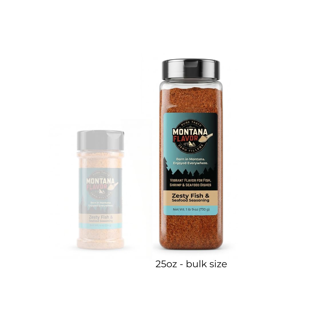 Montana Flavor Zesty Fish & Seafood Seasoning - Sugar Free Savory Citrus Rub for Salmon, Shrimp & Crab Boils - Keto Friendly - Bulk (25oz)