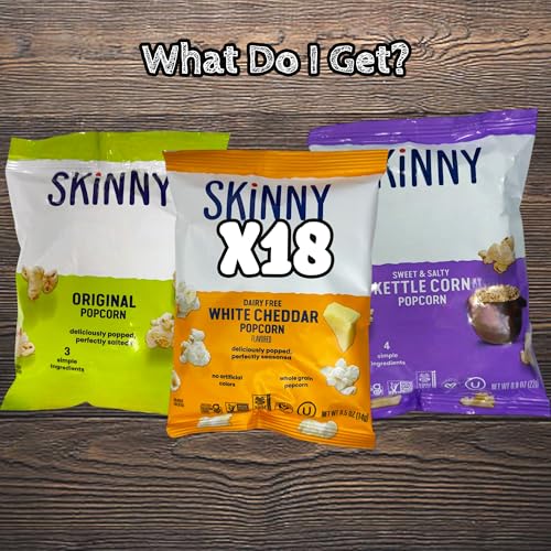 Skinny Pop Popcorn Individual Bags Variety Pack by Bussin Boxes (0.5 Ounce, Pack of 18)
