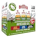 Boulder Canyon Avocado Oil Kettle Style Potato Chips Variety Pack, 18 Count - Gluten-Free, Non-GMO, Hickory Barbecue, Classic Sea Salt, Sea Salt