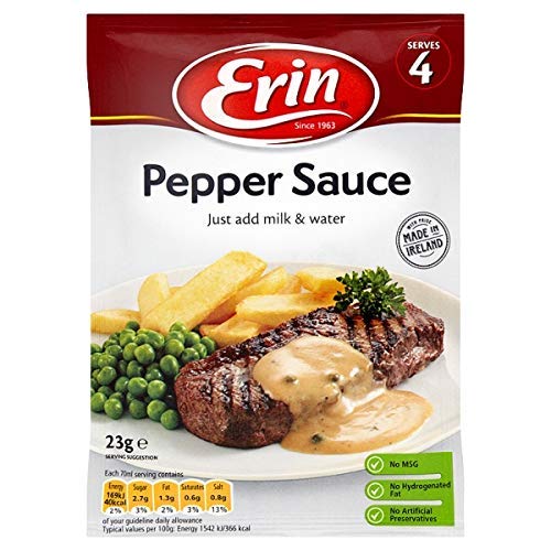 Erin Pepper Sauce 3 pack, Irish Peppercorn Sauce, 23g per bag
