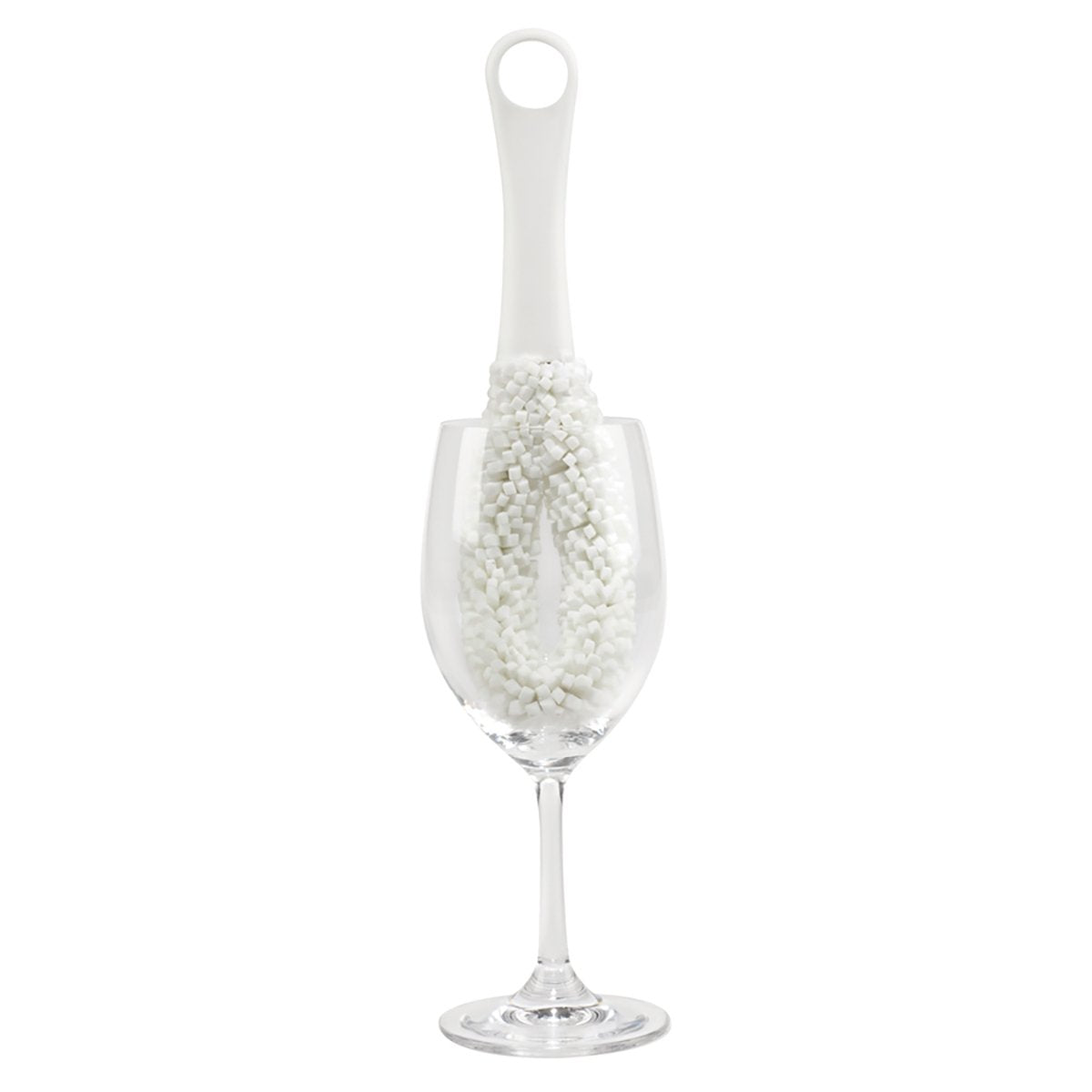 Oenophilia Glass Cleaning Brush, Wine Glass Cleaning Tool, Flute and Stemware, Non Scratch Foam