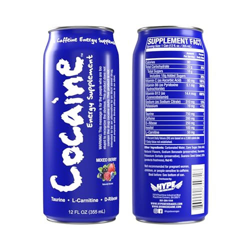 Hype Beverages Official Caffeinated Energy Drink - Healthy Energy Drinks with Taurine, L-Carnitine, Antioxidants, Vitamins, - 12 Oz Can - (Pack of 12