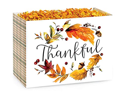 Pack of 6, Thankful Plaid Basket Box, Small 6.75x4x5" for Celebration, Party, Holiday, Birthday and Events, Made in USA