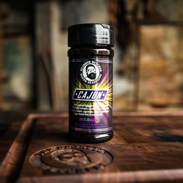 Bearded Butchers Cajun Blend Seasoning, 6oz Shaker - Medium Heat, Perfect for Soup, Salad, Seafood, Chicken, Fish, and More - No MSG, Gluten-Free